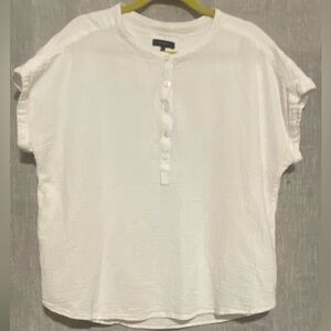 Quince White Organic Cotton Gauze Peasant Blouse~XLARGE~in white- oversize/loose